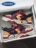 GAISIMA Unisex Wine Red & Black Patchwork Cork Sneakers, Men's Retro Casual Thick Sole Shoes, Suitable For Spring/Summer Weekend & Streetwear